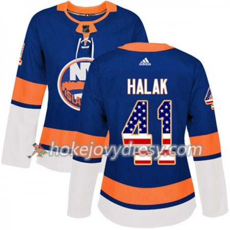 Dámské Hokejový Dres New York Islanders Jaroslav Halak 41 2017-2018 USA Flag Fashion Modrá Adidas Authentic